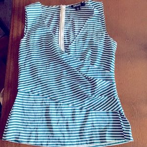 DKNY Blue & White sleeveless silk blouse